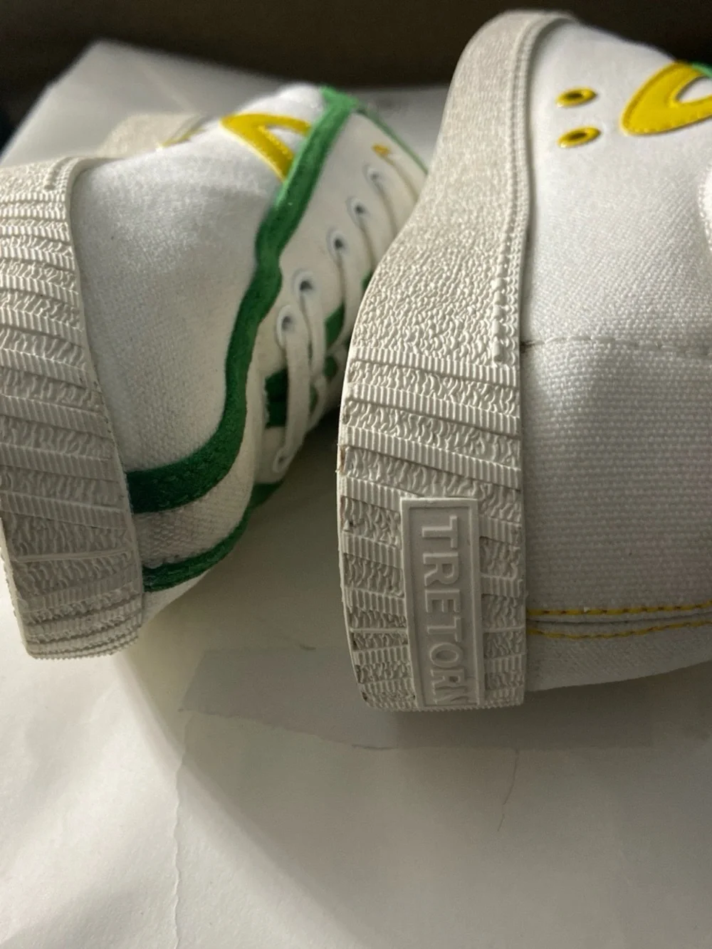 J.Crew x Tretorn Green, White & Yellow Canvas Sneakers – Size 8.5